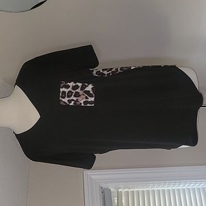 Fairy Season Plus Size Black/Leopard V- Neck shirt